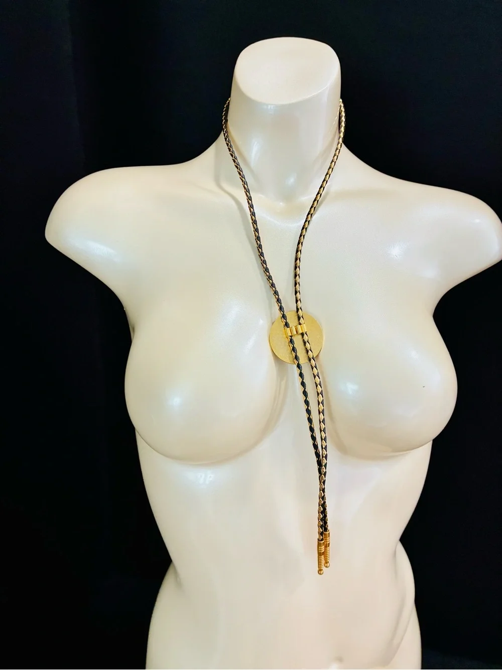 VTG Bellflower, Ca ELKS LODGE 2003 Braided LEA Bolo Necklace with Red Medallion